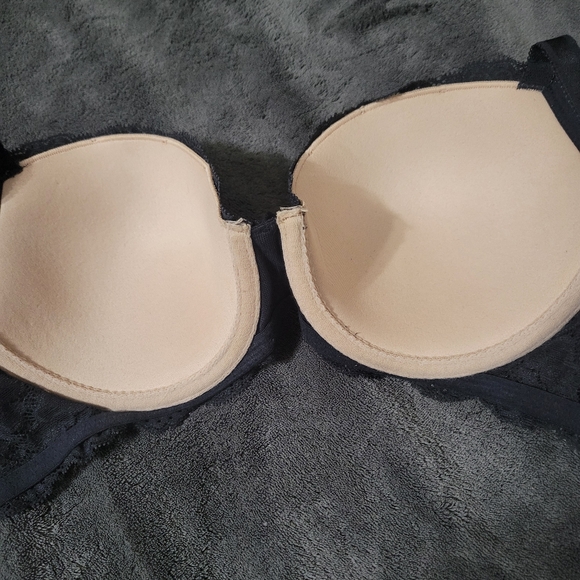 VICTORIA’S SECRET ANGELS LACE BRA 34D BLACK FLORAL LACE - Picture 3 of 5